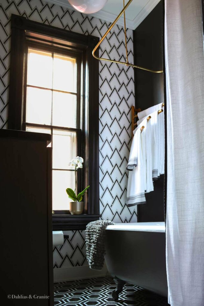 Victorian Bathroom Renovation. Black and White Tile