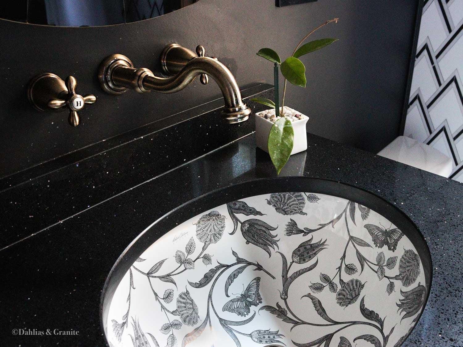 black and white Victorian Bathroom sink